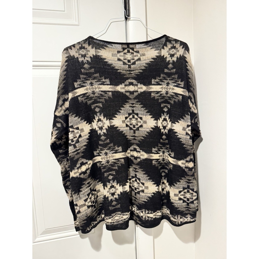 Ralph Lauren Denim & Supply Aztec Pattern Thin Knit Sweater L LS Black Women's - Picture 8 of 9